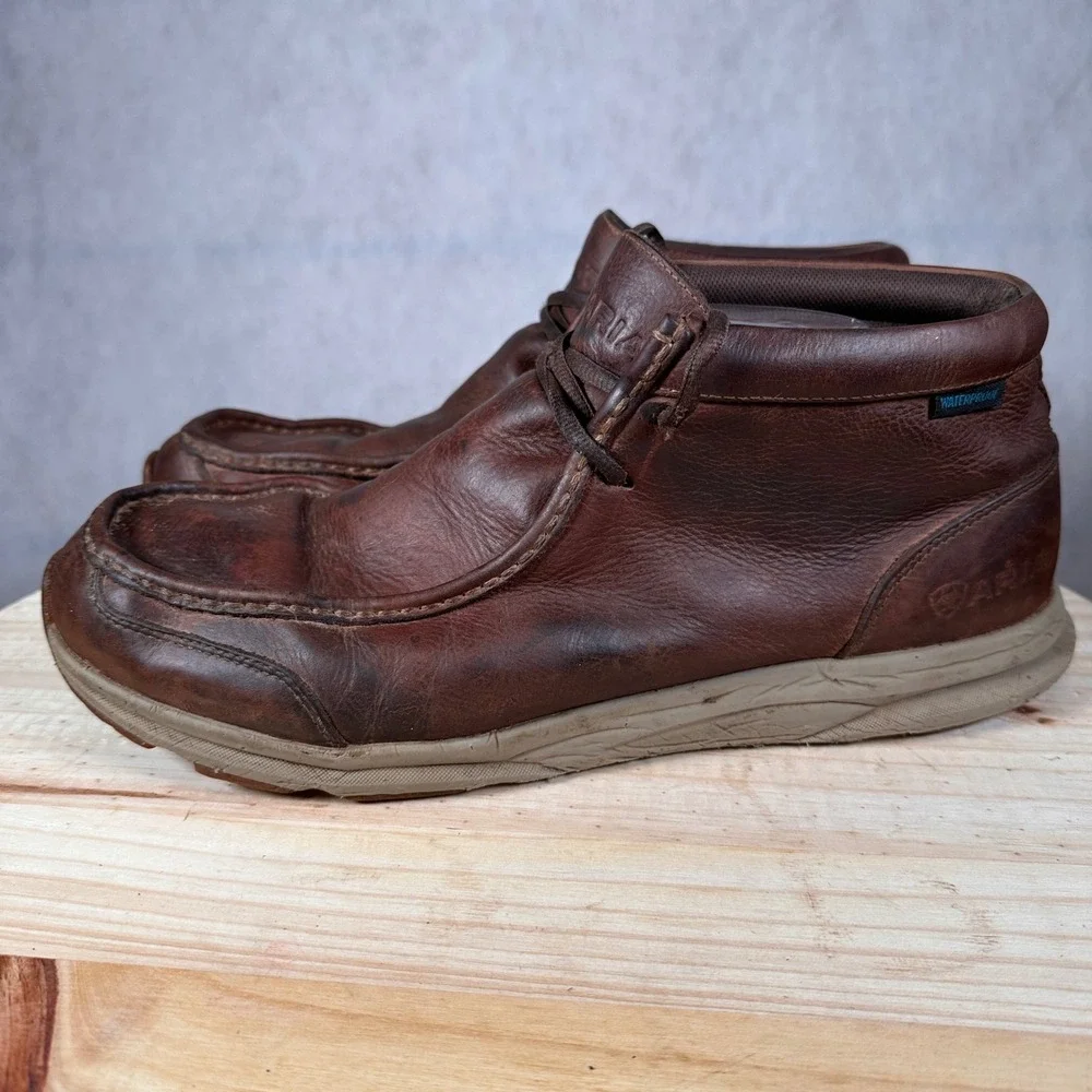 Ariat Spitfire Boots Mens 12 Brown Good Waterproof Leather Moc Toe 10038479